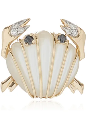 YVONNE LÉON 9K Yellow Gold Mother of Pearl; Diamond Single Earring, , OS, , Gifts For Her