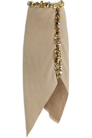 Diotima Darliston Embellished Linen Midi Skirt, , 2
