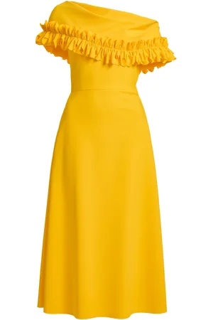 GRETA CONSTANTINE Lofiyah One-Shoulder Ruffled Midi Dress, , US 4