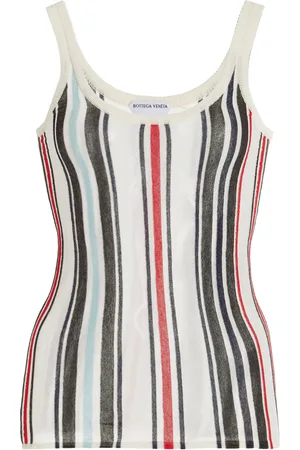 Bottega Veneta Striped Cotton-Knit Tank Top, , L