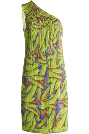 Bottega Veneta One-Shoulder Crinkled Banana- Mini Dress, , S