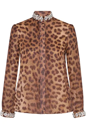 ZIMMERMANN Crush Embellished -Print Linen-Silk Shirt, , 0
