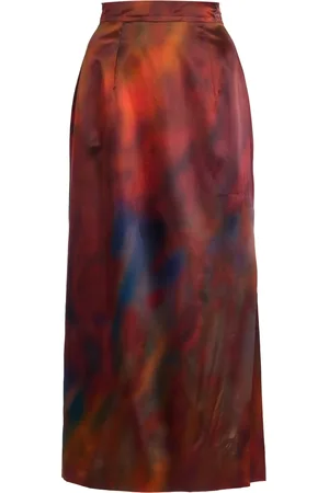 Roksanda Irma Printed Silk-Blend Midi Skirt, , UK 6