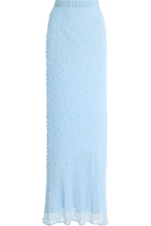 Albus Lumen Pearl-Beaded Silk Maxi Skirt, , AU 14
