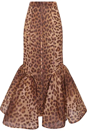 ZIMMERMANN Crush Flared -Print Linen-Silk Midi Skirt, , 0P