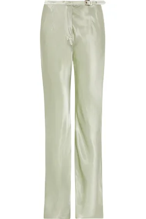 Paris Georgia Belted Satin Straight-Leg Pants, , S
