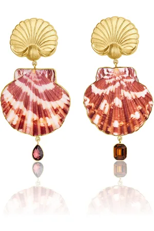 Grainne Morton 18K Gold Plated Silver; Shell; and Vintage Rhinestone Scallop Earrings, , OS, , Gifts For Her