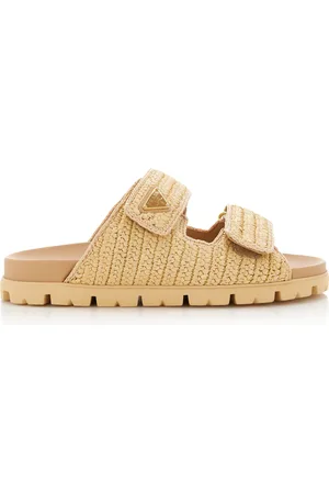 Prada Woven Raffia Sandals, , IT 36