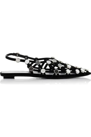 The Attico Grid Embellished Suede Slingback Flats, , IT 36