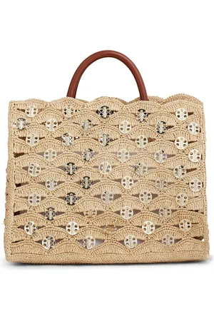 Paco rabanne Embellished Raffia Tote Bag, , OS