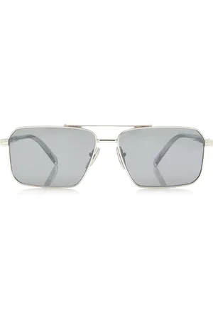 Prada Square-Frame Steel Sungalsses, , OS