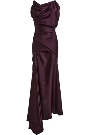 Victoria Beckham Asymmetric Draped Satin Midi Dress, , UK 6