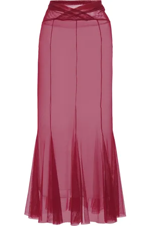 Nensi Dojaka Flared V-Waist Midi Skirt, , XS