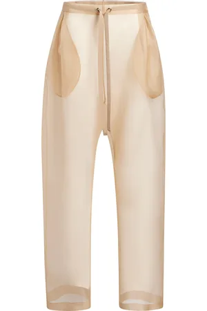 Khaite Trenton Silk-Organza Drawstring Pants, , XS