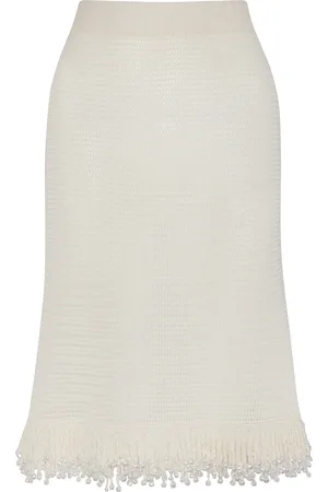 Paris Georgia Fringe Embellished Knit Midi Skirt, , XS