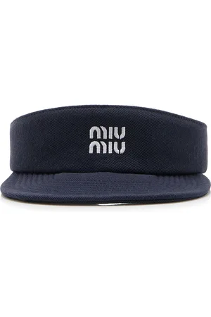 Miu Miu Washed Denim Visor, , S