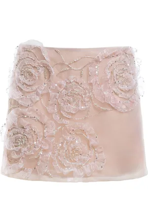 Des Phemmes Floral-Embellished Tulle Mini Skirt, , IT 40
