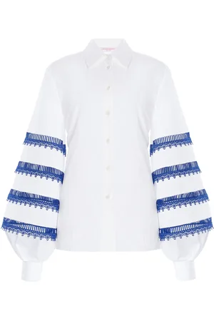 Carolina Herrera Embroidered Cotton Poplin Shirt, , US 14