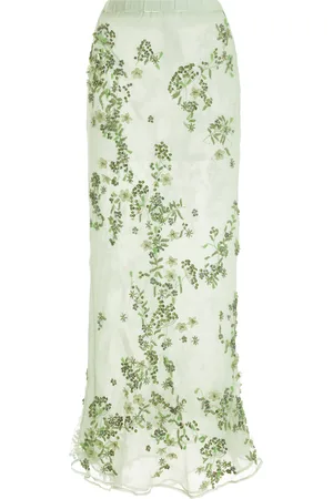 Cult Gaia Sai Printed Silk Maxi Skirt, , US 10