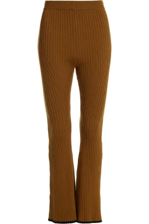 Matthew Bruch Cotton-Blend Ribed-Knit Flared Pants, , XS
