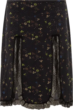 SIEDRES Kaen Lace-Trimmed Floral Crepe Midi Skirt, , EU 36