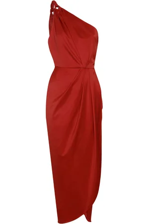 Andres Otalora Siluetas Asymmetric Satin Midi Dress, , S