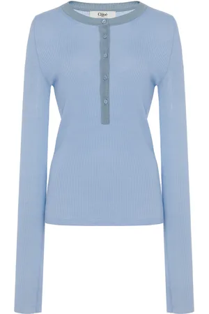 Chloé Knit Wool Henley Top, , XS