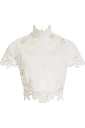 Cult Gaia Filippa Embroidered Linen Top, , US 0