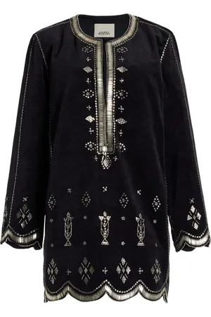 Isabel Marant Helene Embellished Cotton Tunic Mini Dress, , FR 34