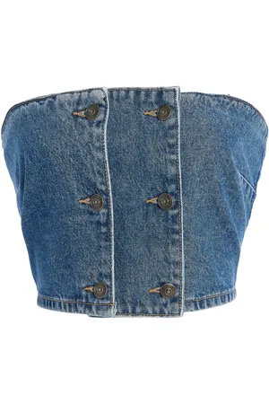 ROTATE Button-Detailed Denim Top, , EU 34