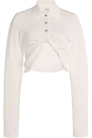 Courrèges Twisted Cotton-Pique Cropped Polo Shirt, , M