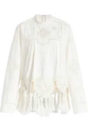 Isabel Marant Severine Macrame-Trimmed Cotton Top, , FR 34