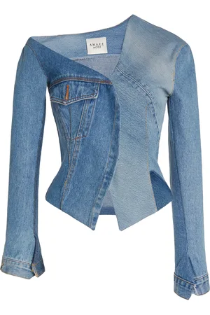 A.W.A.K.E. MODE Upcycled Denim Off-the-Shoulder Top, , FR 36