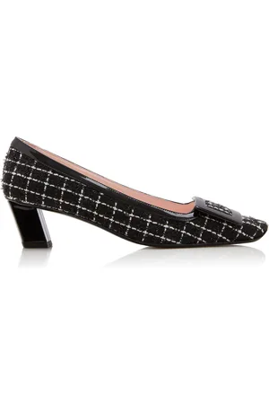 Roger Vivier Belle Vivier Patent Leather-Trimmed Pumps, , IT 36
