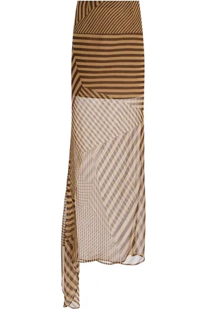 De La Vali Diosa Striped Silk-Chiffon Skirt, , UK 8