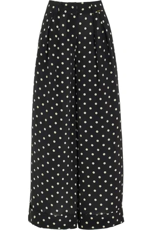 FRANCOISE Exclusive Mila Polka-Dot Silk Wide-Leg Pants, /white, FR 40
