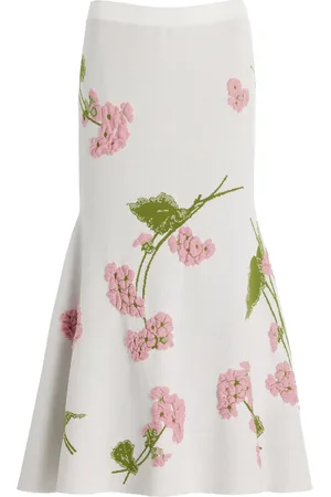 Erdem Embroidered Knit Jacquard Midi Skirt, , XS