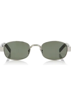Saint Laurent Round-Frame Metal Sunglasses, , OS