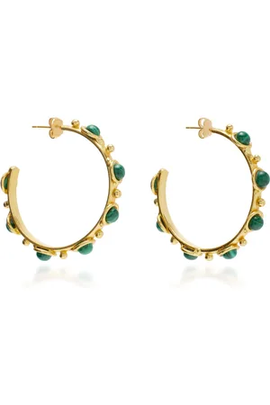 Sylvia Toledano Petite Candy Malachite Gold-Plated Hoop Earrings, , OS, , Gifts For Her