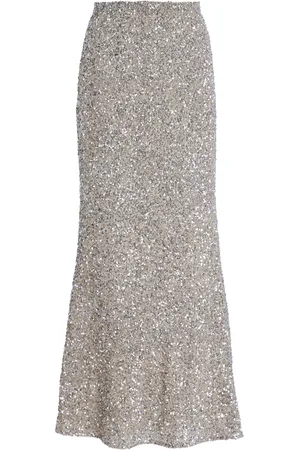 Carla Zampatti Crushed-Sequin Maxi Column Skirt, , AU 6