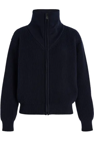 Giuliva Heritage Collection The Leandra Zipped Cotton Knit Sweater, , XS