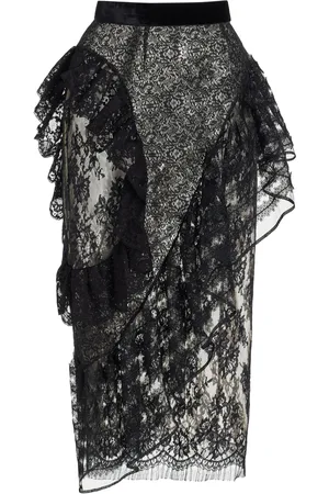 FRANCOISE Exclusive Carine Ruffled Lace Midi Skirt, , FR 34