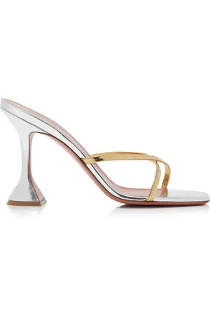 Amina Muaddi Henson Metallic Leather Sandals, , IT 36.5