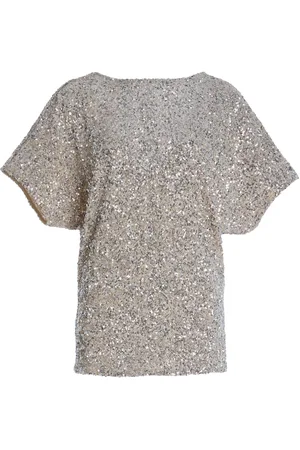 Carla Zampatti Draped Crushed-Sequin Top, , AU 6