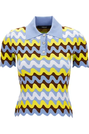 VERSACE Patterned Jacquard Knit Polo Sweater, , IT 42