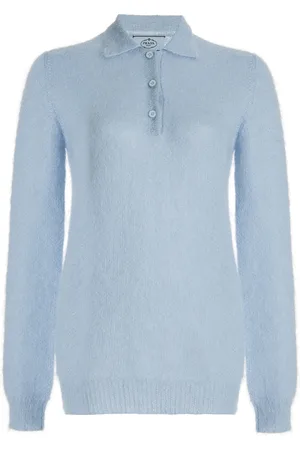 Prada Mohair-Blend Knit Polo Top, , IT 38