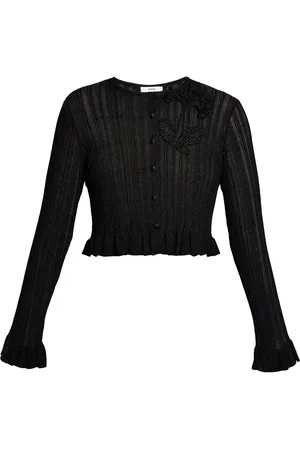 Erdem Plisse Lurex Cardigan, , XS