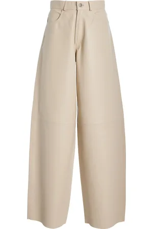 haikure Bethany Drop-Rise Leather Wide-Leg Jeans, , 28