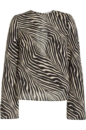 By Malene Birger Pricilla Zebra-Print Silk-Blend Top, , FR 40