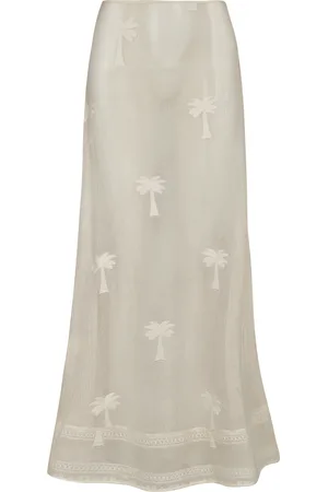 JOHANNA ORTIZ Fair Winds Embroidered Cotton Midi Skirt, , US 2